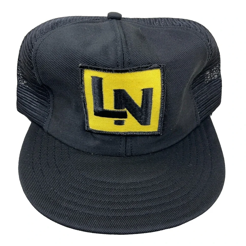 Vintage L&N Railroad Trucker Hat Cap Made In USA Railway Black‎ 80s Patch Trains